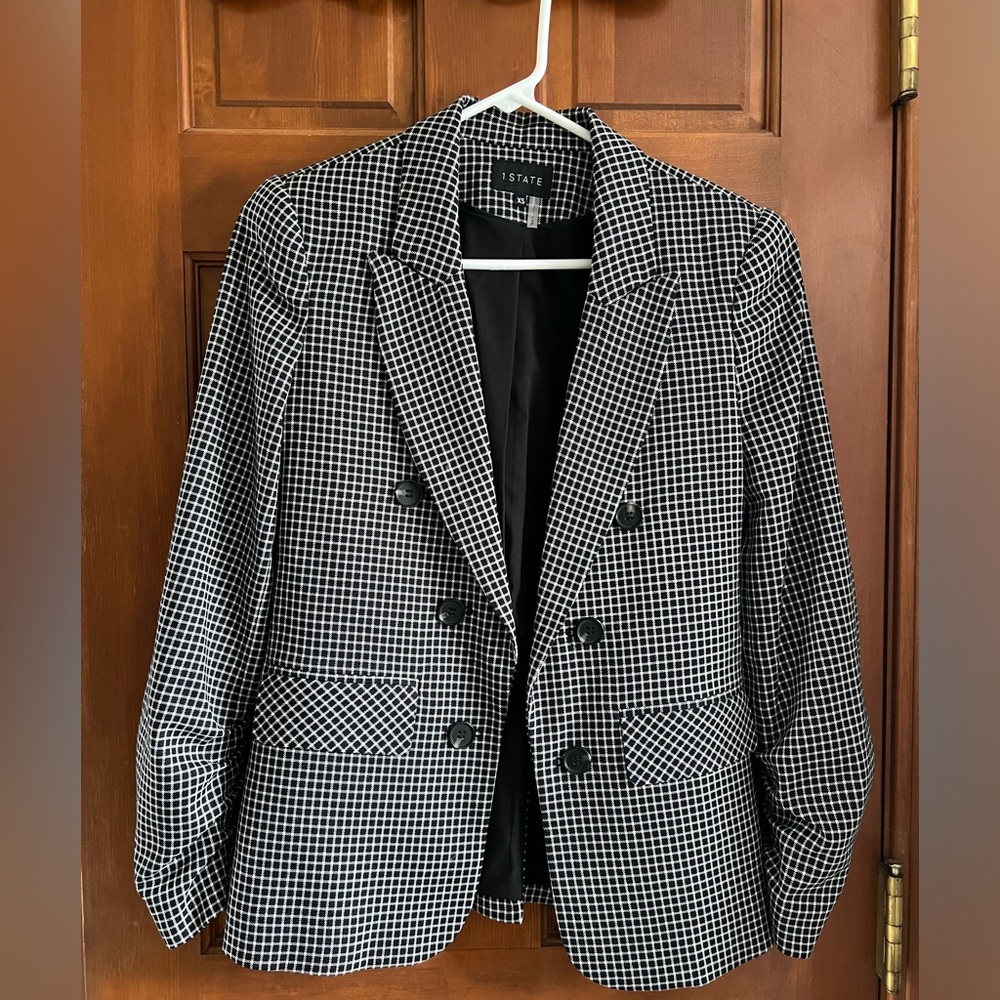 Black and white tailored checkered blazer size XS